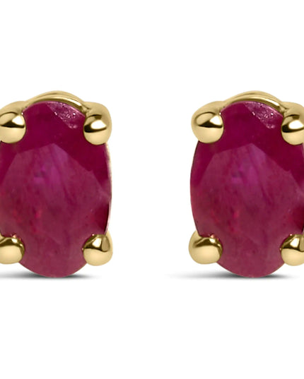 14K Gold Oval Cut Gemstone Birthstone 5x3 mm Stud Earrings