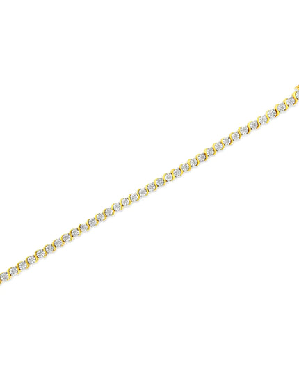 .925 Sterling Silver 1/4 Cttw Diamond Round Miracle Plate and "S" Link Tennis Bracelet (I-J Color, I2- I3 Clarity) - 7"