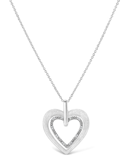 .925 Sterling Silver Prong-Set Diamond Accent Double Heart 18" Pendant Necklace (I-J Color, I1-I2 Clarity)