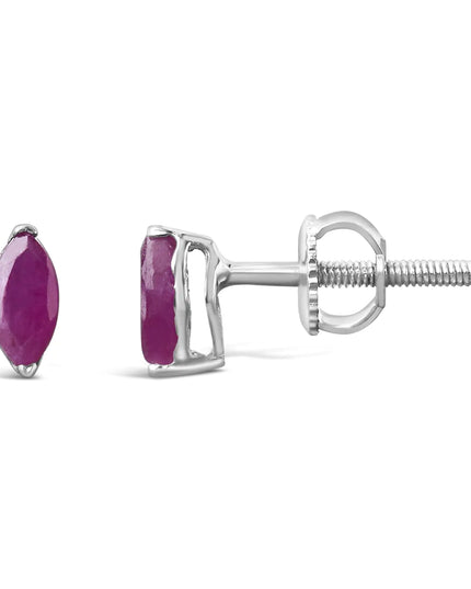 .925 Sterling Silver 1/2 Cttw Created Pink Ruby Gemstone Solitaire Stud Earrings