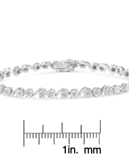 .925 Sterling Silver 1/10 Cttw Round Diamond "S" Link Miracle Plate Tennis Bracelet (I-J Color, I3 Clarity) - 7-1/4"