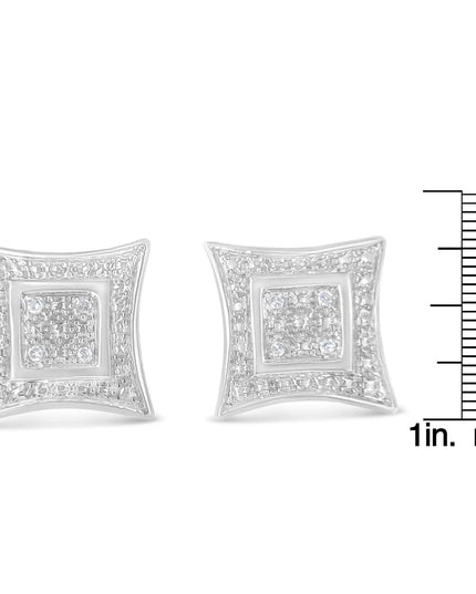 .925 Sterling Silver Diamond Accented 4-Stone Four Pointed Star Shaped Halo-Style Stud Earrings (H-I Color, I2-I3 Clarity)