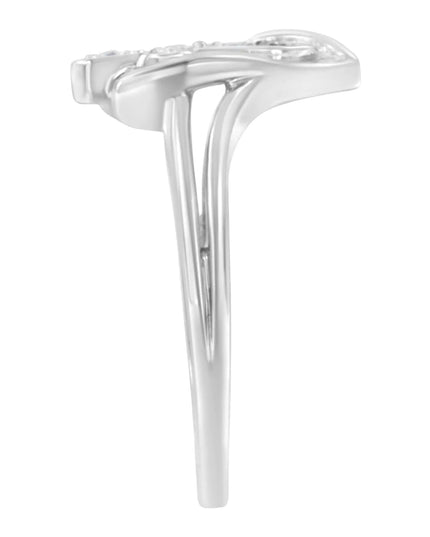 10K White Gold Diamond-Accented Cross & Open Heart Promise Fashion Ring (H-I Color, I1-I2 Clarity)
