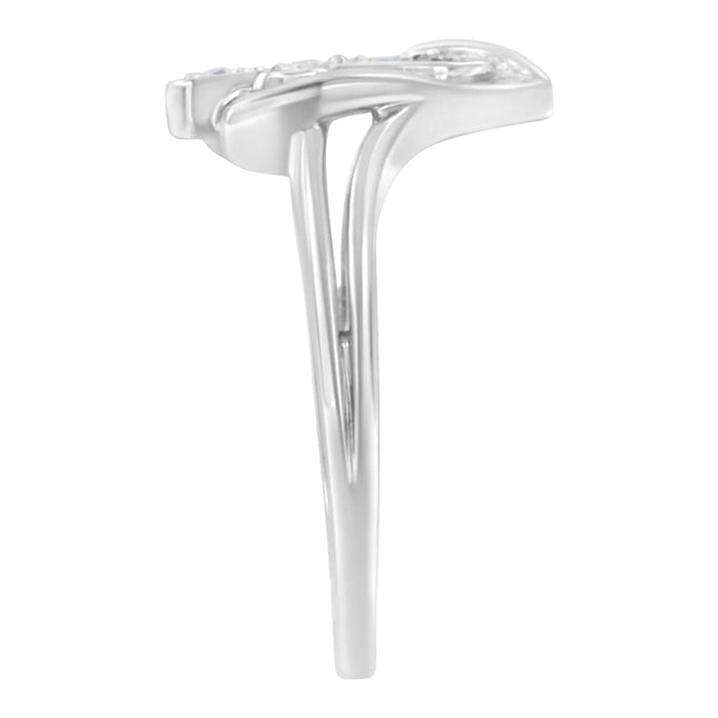 10K White Gold Diamond-Accented Cross & Open Heart Promise Fashion Ring (H-I Color, I1-I2 Clarity)
