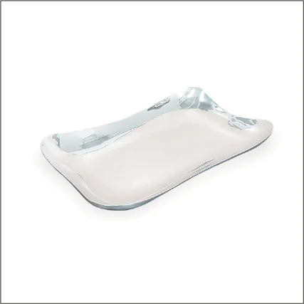 Elegant Silver Serving Tray with Curved Edges