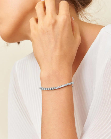 .925 Sterling Silver 1.0 Cttw Miracle-Set Diamond Round Faceted Bezel Tennis Bracelet (I-J Color, I3 Clarity)