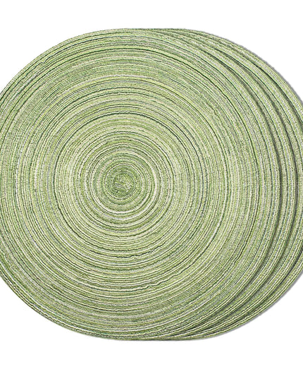 FunWheat Round Braided Placemats Set of 4 Place mats for Dining Tables Woven Heat Resistant Table Mats 15 inch (E Light Green 4pcs)