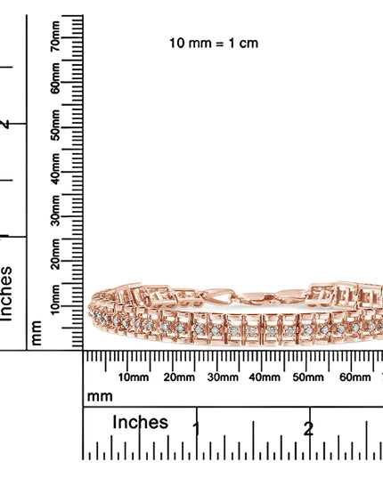 .925 Sterling Silver Diamond Double-Link 7" Tennis Bracelet (I-J Color, I3 Clarity)