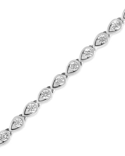 .925 Sterling Silver 1/10 Cttw Round-Cut Diamond Pear Link 7.25" Bracelet (I-J Color, I2-I3 Clarity)