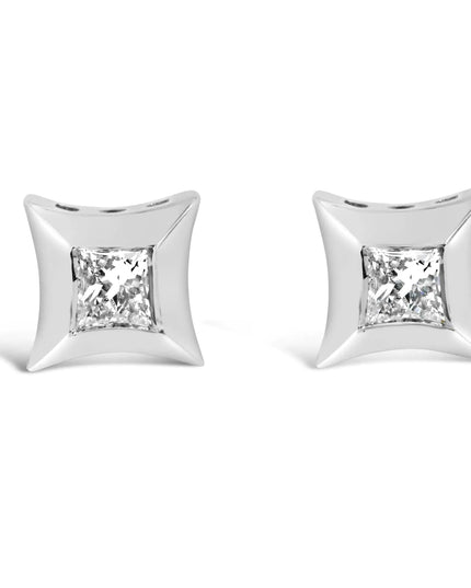 10K White Gold 1/5 Cttw Invisible Set Princess-Cut Diamond Stud Earrings (H-I Color, SI2-I1 Clarity)