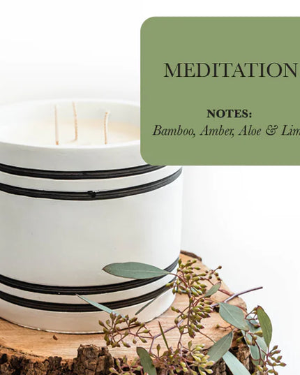 Luxury Large Striped Stone Designer Candle - Meditation