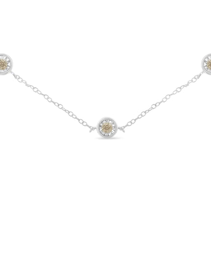 Sterling Silver Diamond Station Necklace (1/2 cttw, I-J Color, I1-I2 Clarity)