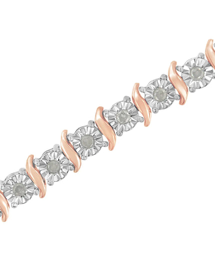.925 Sterling Silver 1.0 Cttw Diamond S-Curve Link Miracle-Set Tennis Bracelet (I-J Color, I3 Clarity)
