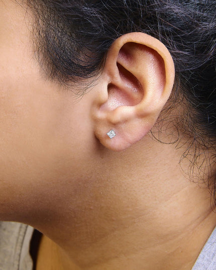 14K White Gold Princess Cut Lab-Grown Diamond Solitaire Stud Earrings (F-G Color, VS2-SI1 Clarity)
