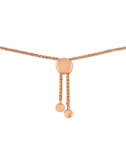 14K Rose Gold Plated .925 Sterling Silver Diamond Accent Circle and Heart Link Adjustable 6”-10” Bolo Bracelet (I-J Color, I3 Clarity)