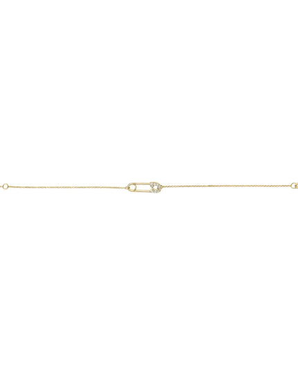 10K Yellow Gold 1/10 Cttw Diamond Paperclip Charm Adjustable Link Bracelet  (J-J Color, I1-I2 Clarity) - 7.25 Inch