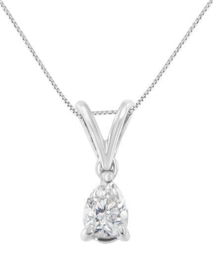 10K White Gold 1/5 cttw Diamond Pear Pendant Necklace (H-I, SI1-SI2)