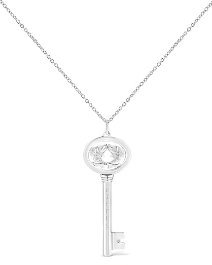 .925 Sterling Silver Diamond Accent Zodiac Key 18" Pendant Necklace (K-L Color, I1-I2 Clarity)