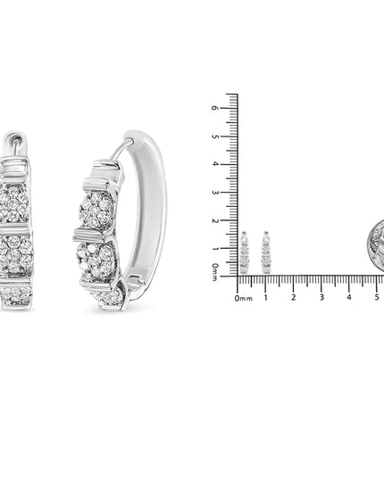 .925 Sterling Silver 1/2 Cttw Lab Grown Round Diamond Floral Cluster Hoop Earrings (F-G Color, SI1-SI2 Clarity)
