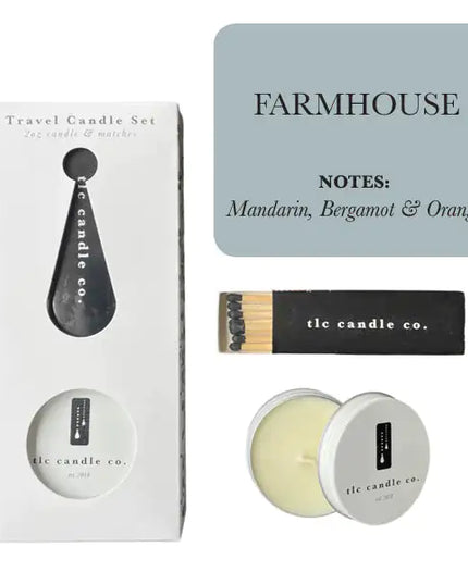 Travel Candle with Matches by TLC Candle Co.  - Farmhouse