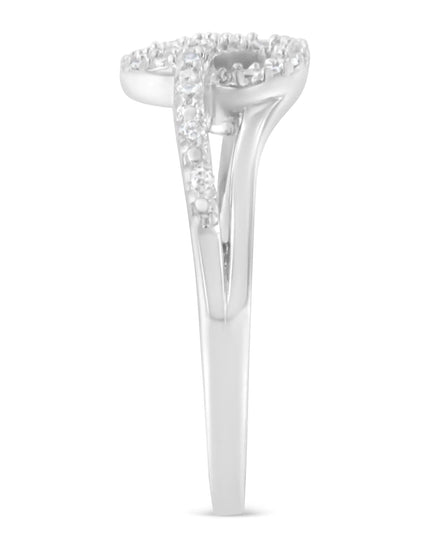 .925 Sterling Silver 1/8 Cttw Diamond Open Heart Leaf Curvy Bypass Accent Fashion or Promise Ring (I-J Color, I2-I3 Clarity)