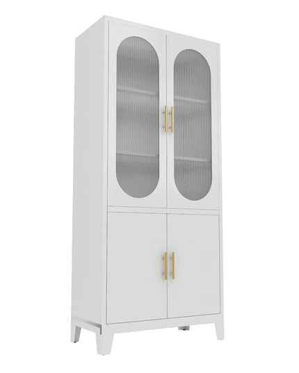 Glass Cabinet With 2 Fluted Doors