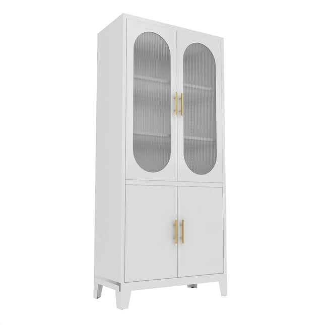 Glass Cabinet With 2 Fluted Doors