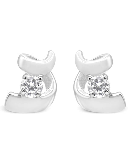 .925 Sterling Silver Round Cut Diamond Fashion Earrings (0.10 cttw, I-J Color, I2-I3 Clarity)