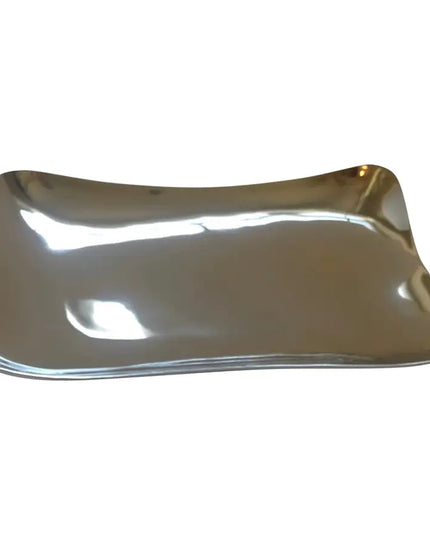 Elegant Silver Serving Tray with Curved Edges