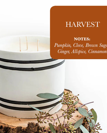 Luxury Large Striped Stone Designer Candle - Harvest