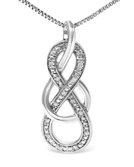 925 Sterling Silver Diamond Accent Interlocking Infinity Pendant Necklace (H-I Color, I2-I3 Clarity) - 18" Inches