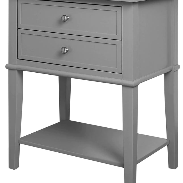 Ameriwood Home Franklin Accent Table with 2 Drawers – Gray End Table or Nightstand for Living Room or Bedroom