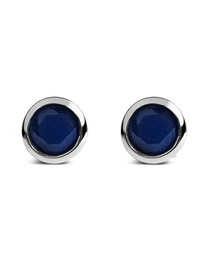 .925 Sterling Silver 6MM Bezel Set Created Gemstone Solitaire Stud Earrings