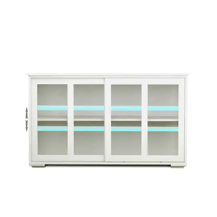 White Kitchen Storage Cabinet, Glass Door