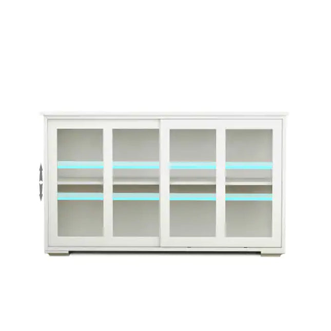 White Kitchen Storage Cabinet, Glass Door