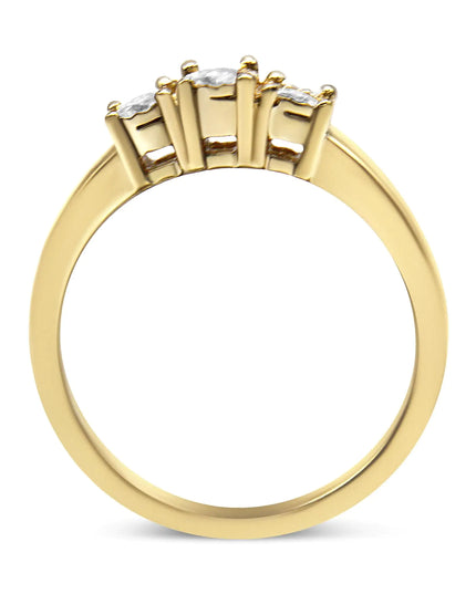 14K Yellow Gold Plated .925 Sterling Silver 1/4 Cttw Diamond 3 Stone Illusion Plate Ring (J-K Color, I1-I2 Clarity)