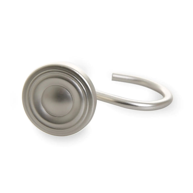 Brushed Nickel Shower Curtain Hooks – Set of 12, Rust-Proof Bathroom Curtain Rings