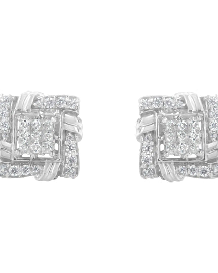 .925 Sterling Silver 1/2 Cttw Round-Cut Diamond Stud Earrings (I-J Color, I1-I2 Clarity)