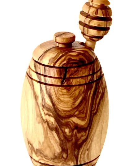 Olive Wood Honey Pot w/Honey Dipper