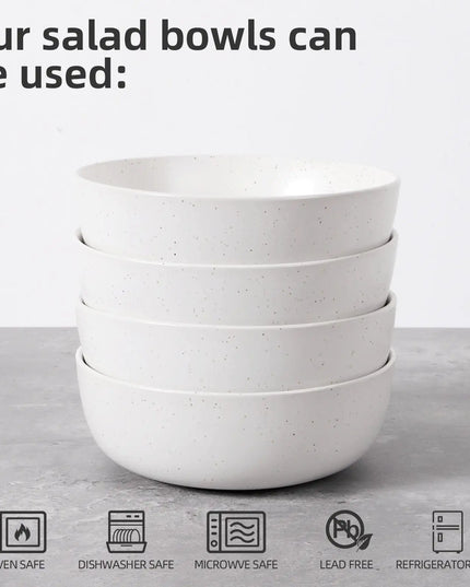 Set of 4 Ceramic Bowls, 27 oz Each – Dishwasher, Microwave & Oven Safe – Perfect for Cereal, Salad, Pasta, Soup, and Dessert