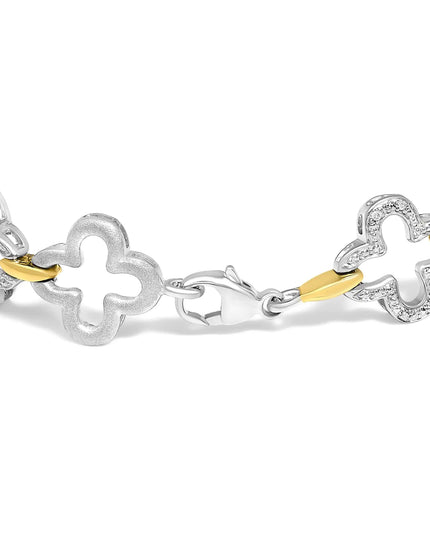 .925 Two-tone Sterling Silver 1/10 Cttw Natural Round Diamond Fashion Tennis Bracelet (I-J Color, I1-I2 Clarity) - 7"