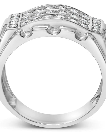 .925 Sterling Silver 1/4 Cttw Diamond Three Row Channel Band Ring (I-J Color, I3 Clarity) - Size 10