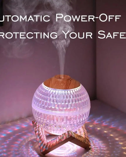 Crystal LED Aromatherapy Essential Oil Diffuser with Wooden Stand