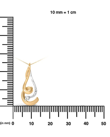 Espira 10K Two-Tone Gold 1/10 cttw Round Cut Diamond Swirl Pendant Necklace (I-J, I2-I3)