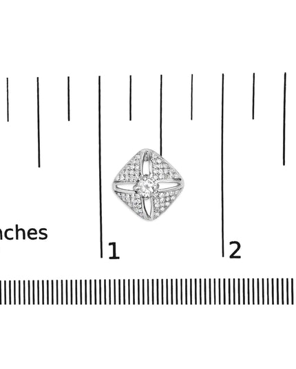 .925 Sterling Silver 1.0 Cttw Diamond Studded Rhombus Stud Earring (H-I Color, I2-I3 Clarity)