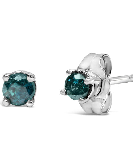 .925 Sterling Silver 0.15 Cttw Round Brilliant-Cut Diamond Classic 4-Prong Stud Earrings