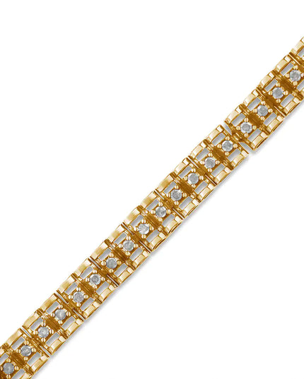 .925 Sterling Silver Diamond Double-Link 7" Tennis Bracelet (I-J Color, I3 Clarity)