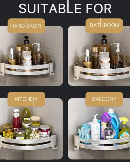 1 Layer Silver Triangular Corner Shelf Organizer