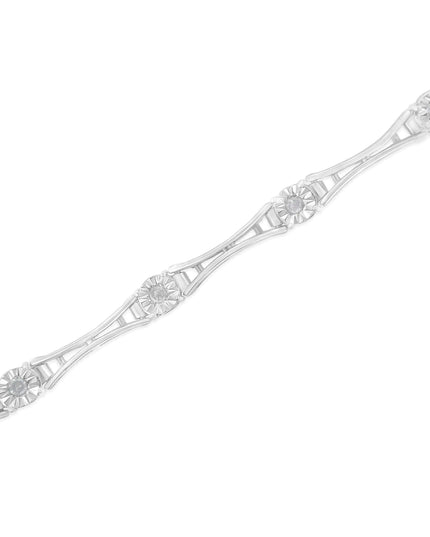 .925 Sterling Silver 1/4 Cttw Diamond Miracle-Set Flared-Bar 7" Link-Style Tennis Bracelet (I-J Color, I3 Clarity)