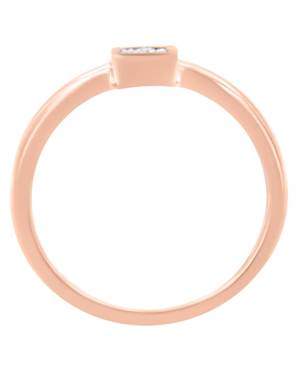14K Rose Gold Plated .925 Sterling Silver 1/20 cttw Miracle Set Diamond Promise Ring (J-K Color, I1-I2 Clarity)